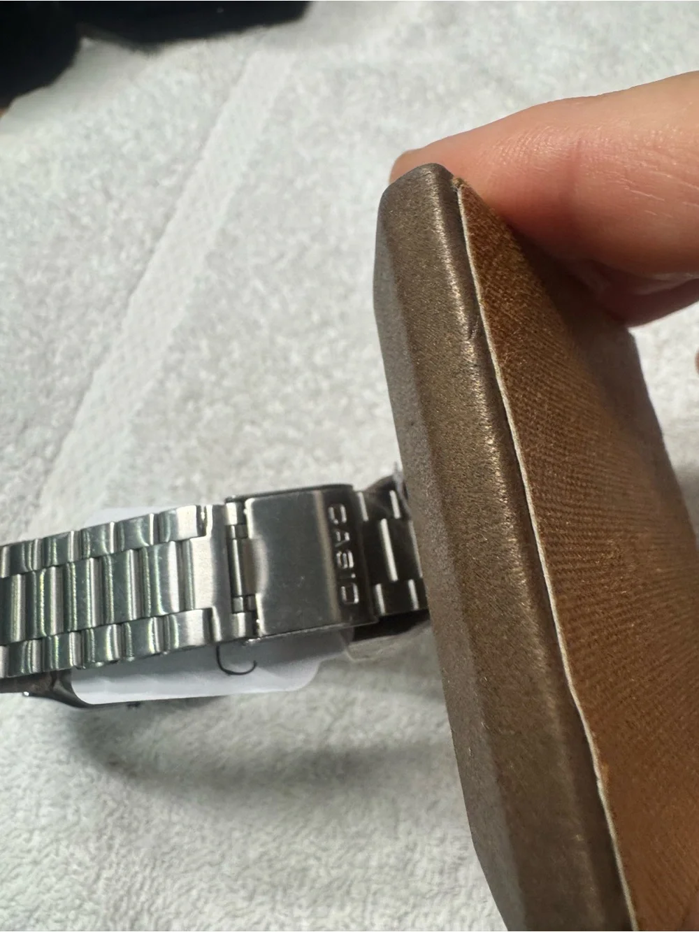 Casio Silver and White Hybrid Dial Watch